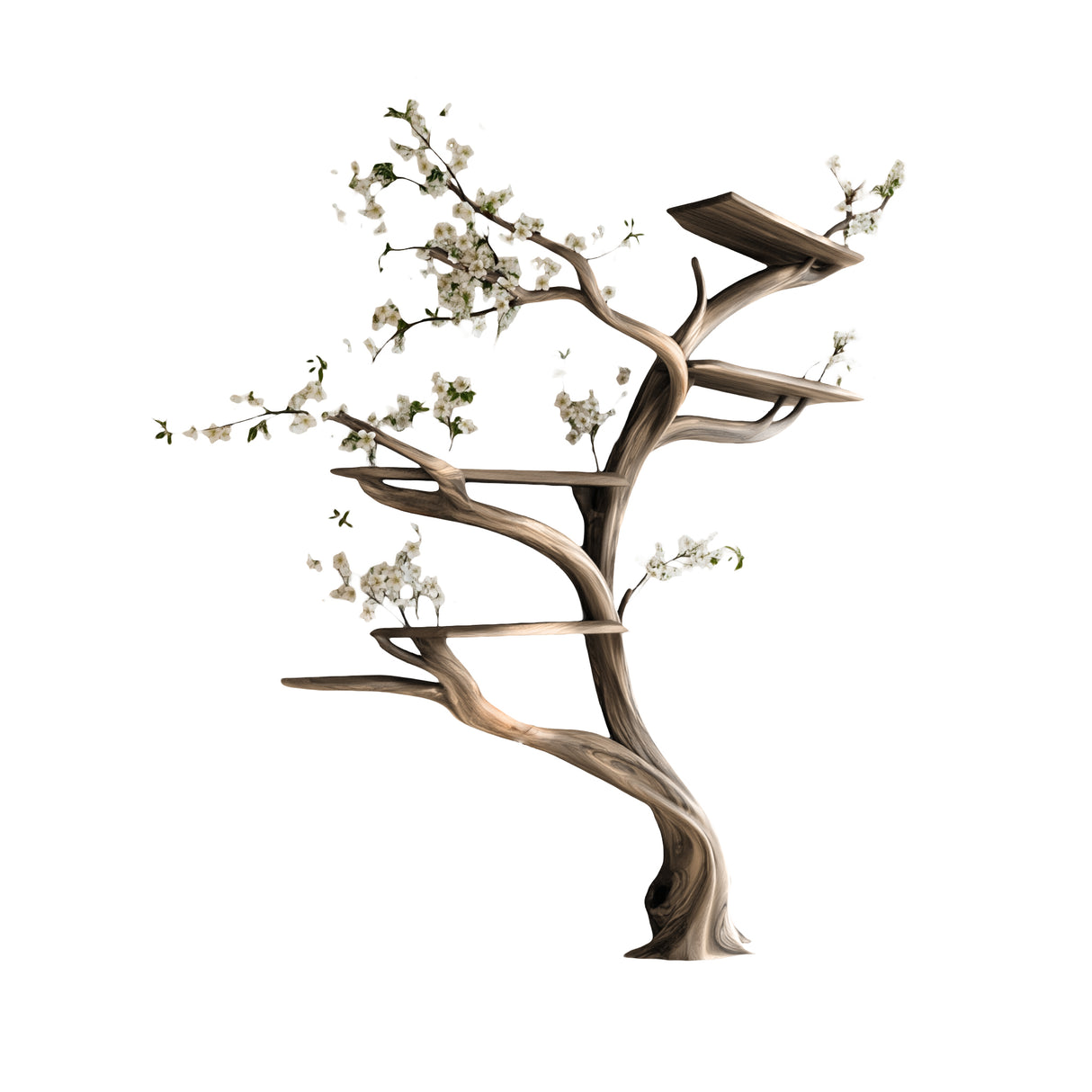 Floravern Handcrafted Solid Wood Tree Bookshelf