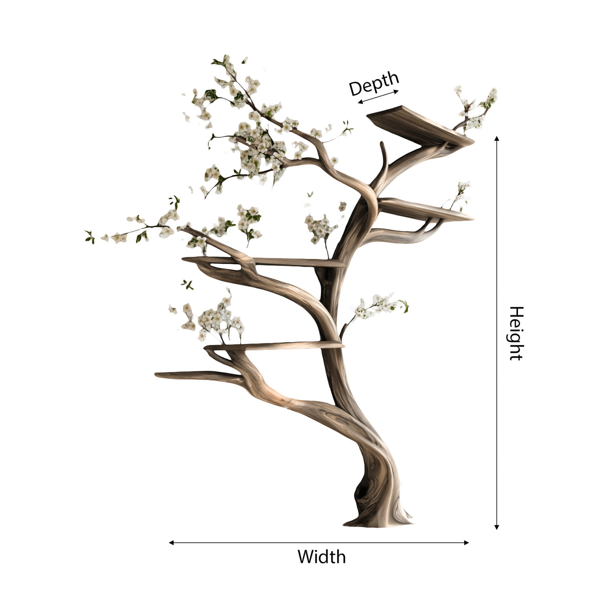 Floravern Handcrafted Solid Wood Tree Bookshelf