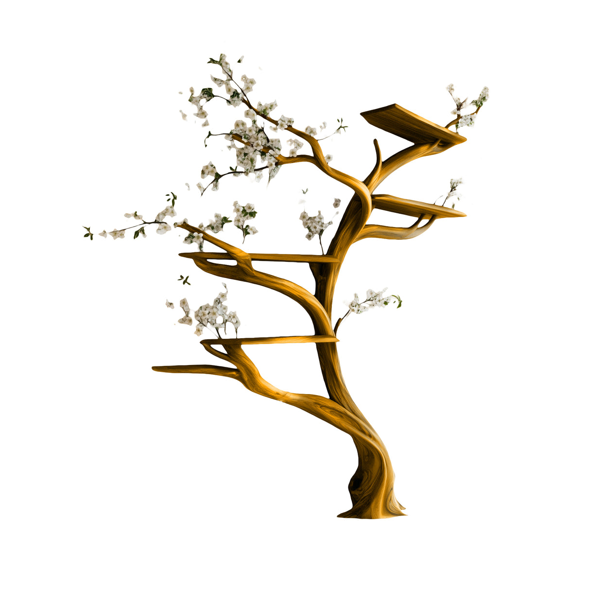 Floravern Handcrafted Solid Wood Tree Bookshelf