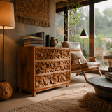 Florayne Hand-Carved Solid Wood Sideboard Cabinet