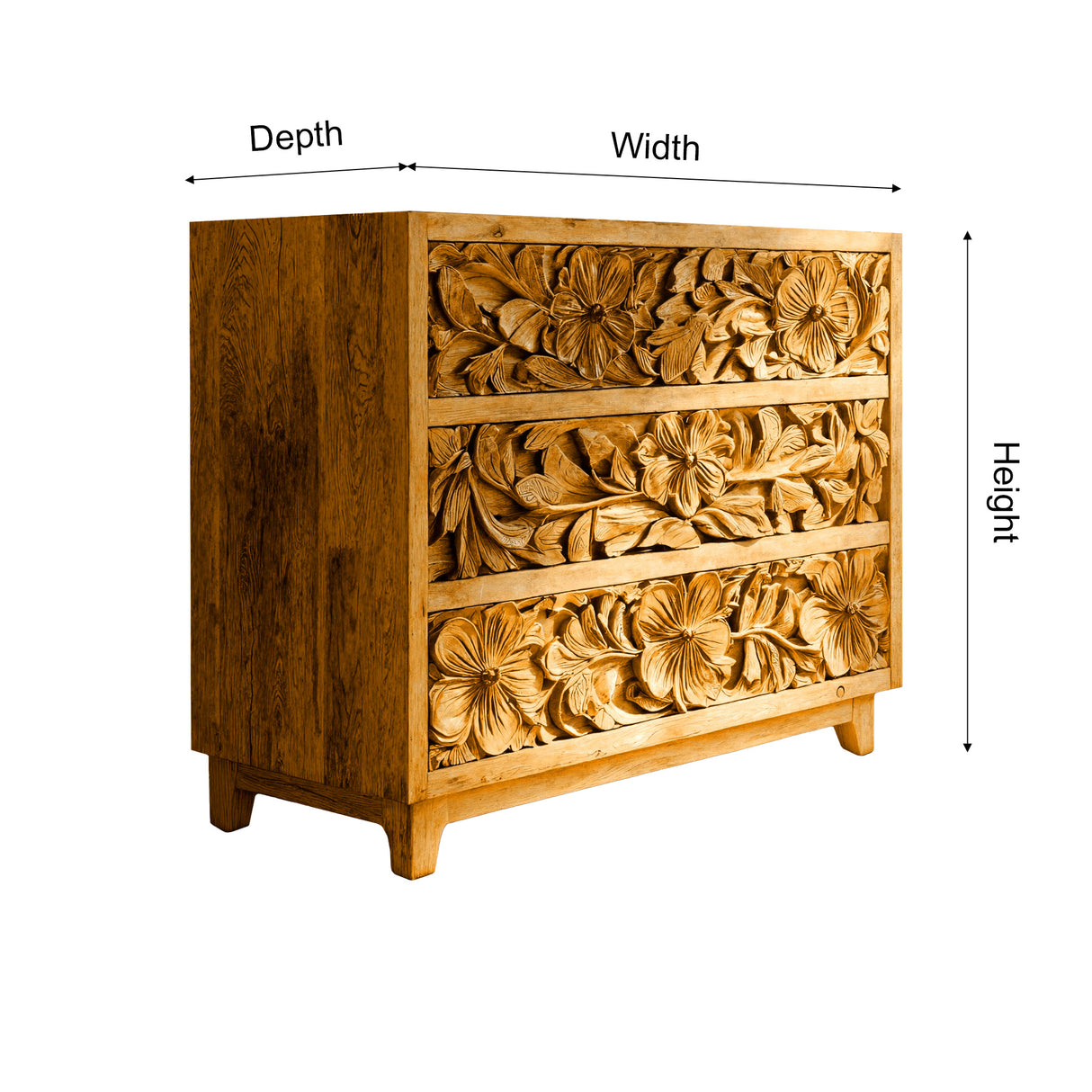 Florayne Hand-Carved Solid Wood Sideboard Cabinet