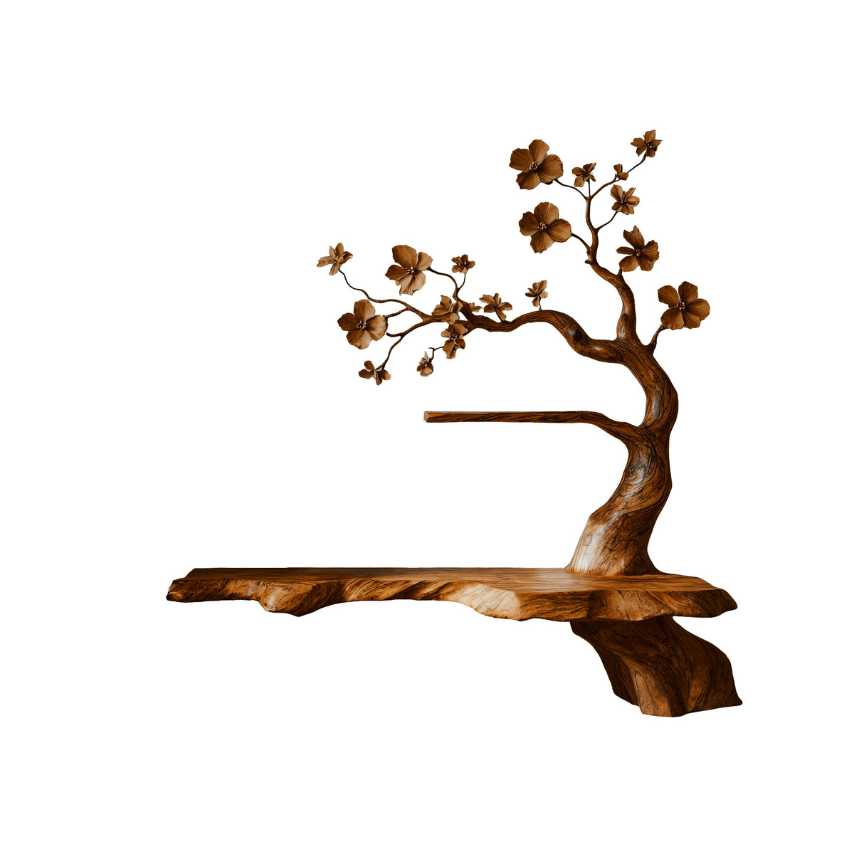 Florentis Sculpted Solid Wood Tree-Inspired Display Shelf Brown - Timberustic Tree-Inspired Display Shelf