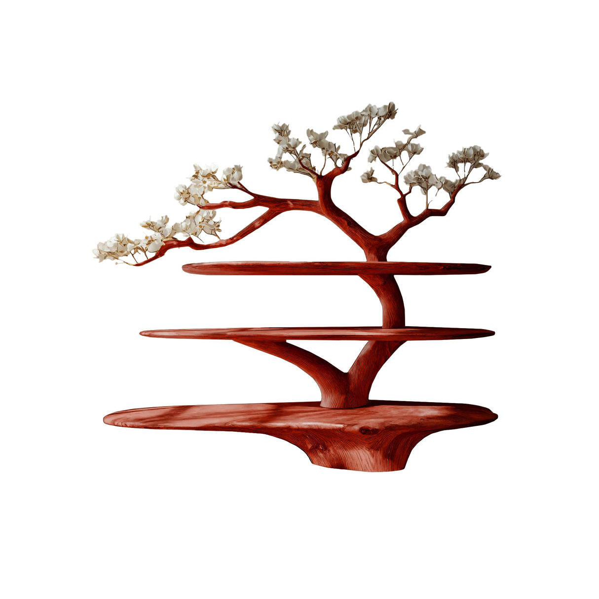 Florentis Sculptural Live Edge Solid Wood Tree Bookshelf