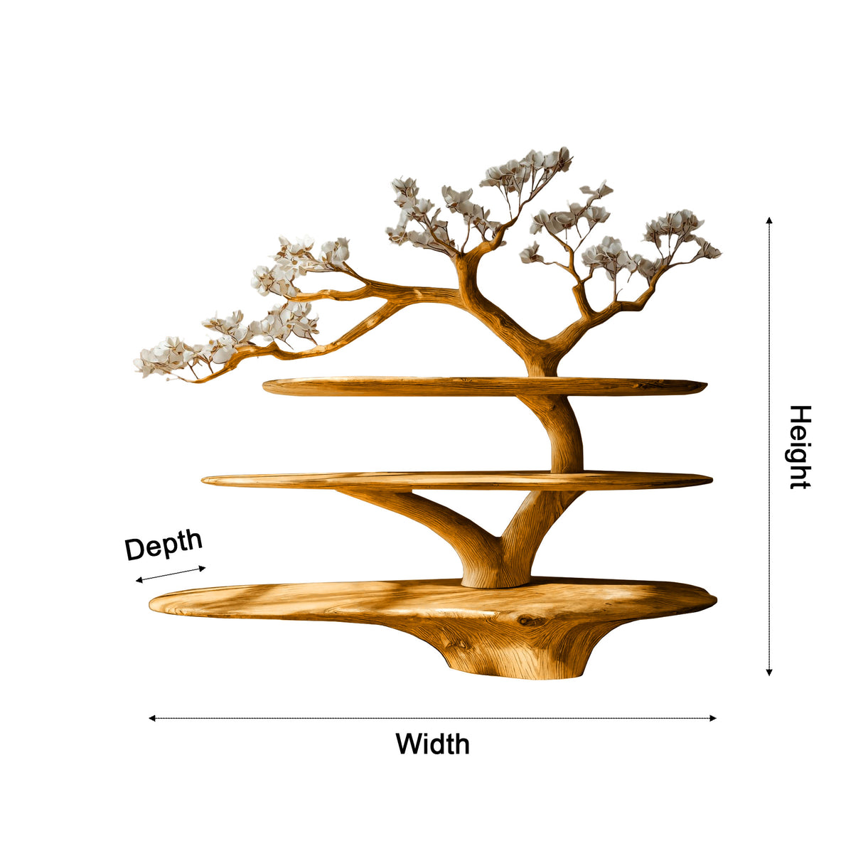 Florentis Sculptural Live Edge Solid Wood Tree Bookshelf