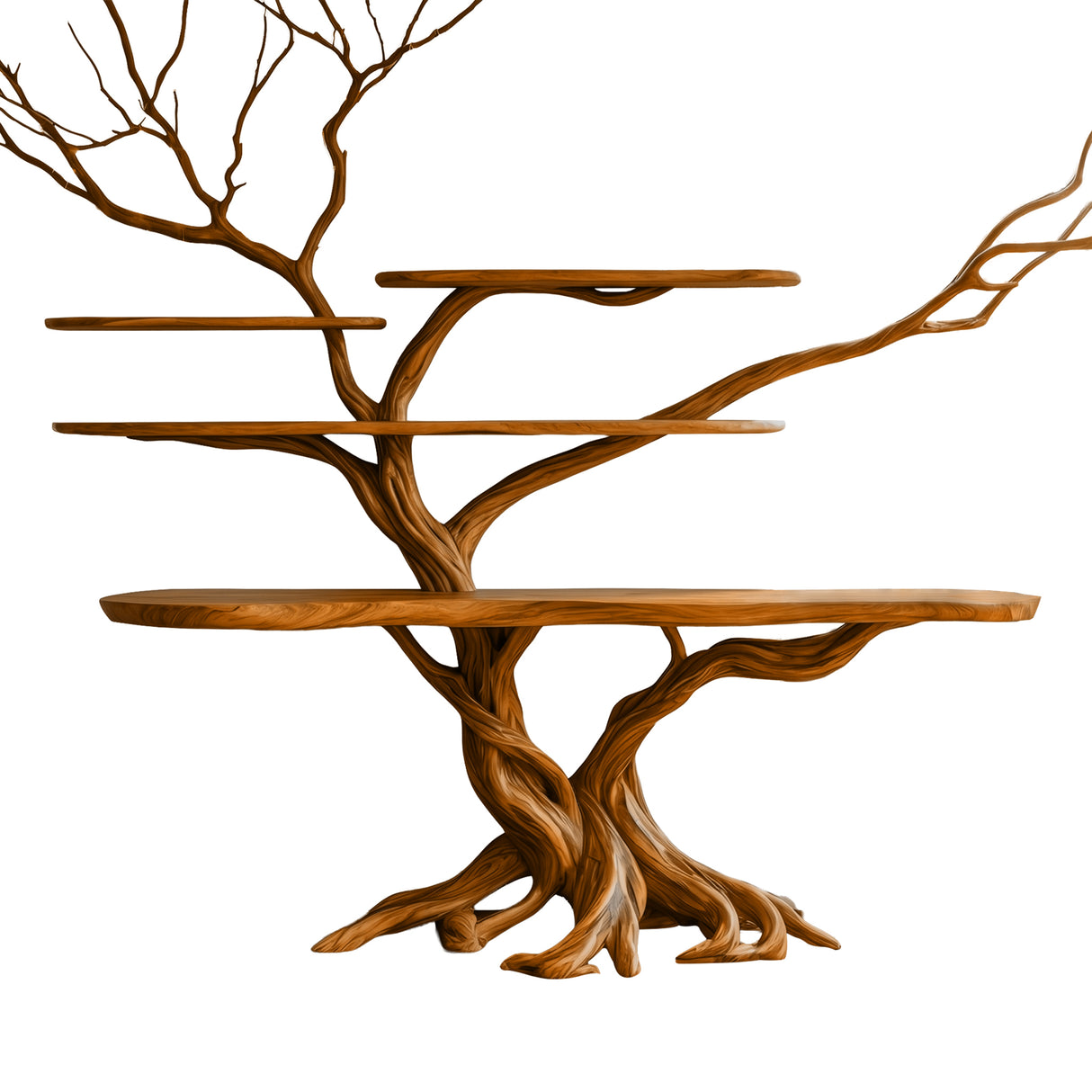 Florien Sculpted Solid Wood Console Table with Shelves Brown - Timberustic Console Table with Shelves