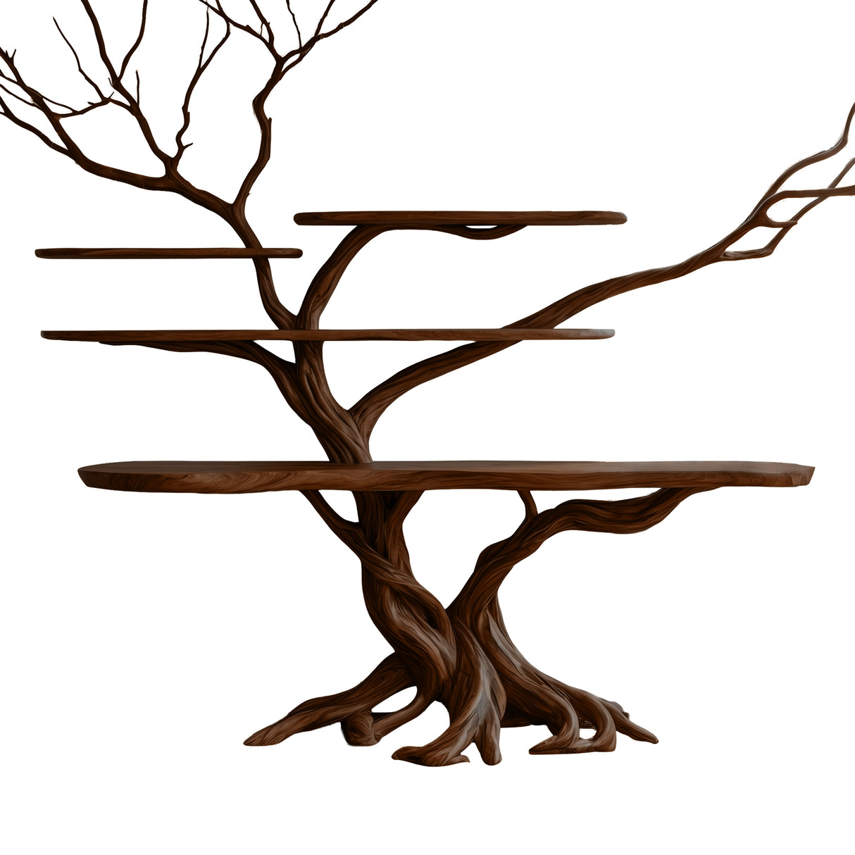 Florien Sculpted Solid Wood Console Table with Shelves Dark Walnut - Timberustic Console Table with Shelves