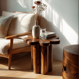 Florin Sculpted Solid Wood Side Table