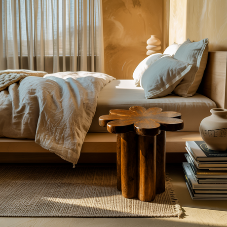 Florin Sculpted Solid Wood Side Table