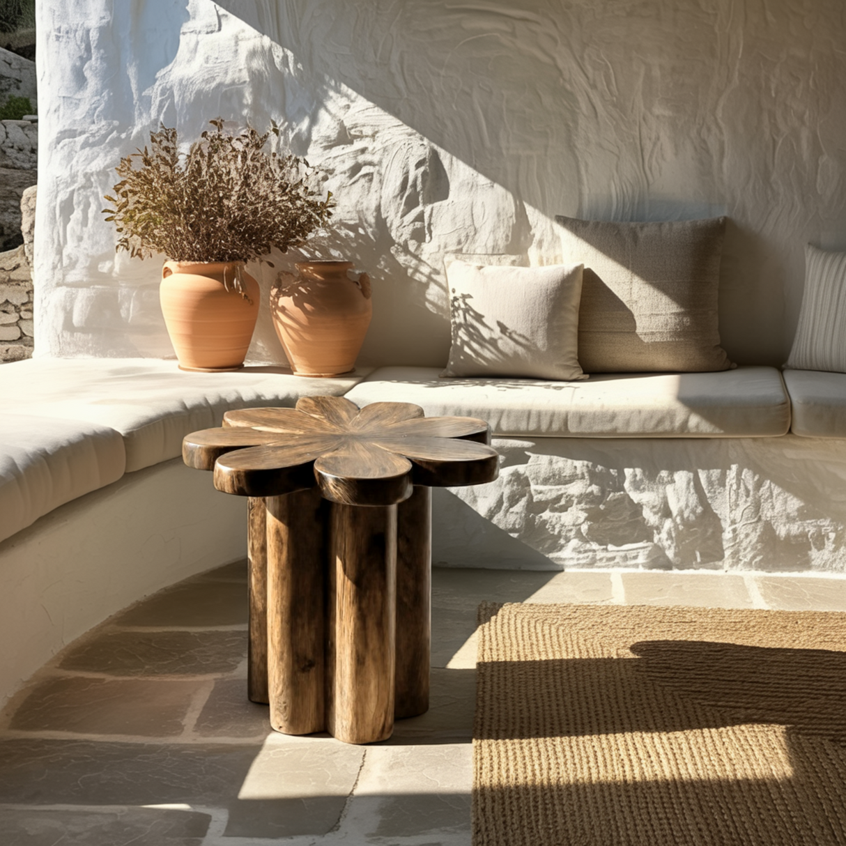 Florin Sculpted Solid Wood Side Table