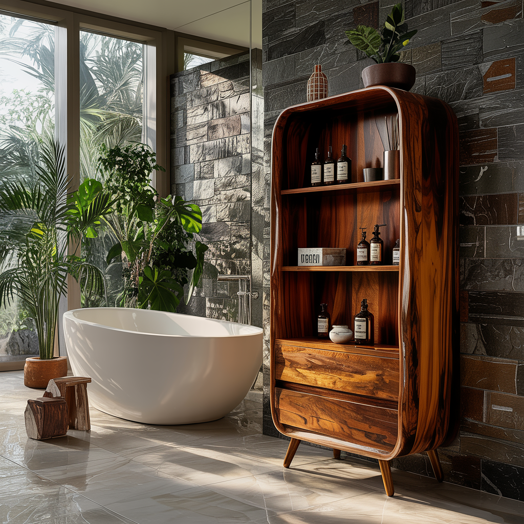 Flowarc Solid Wood Bathroom Cabinet