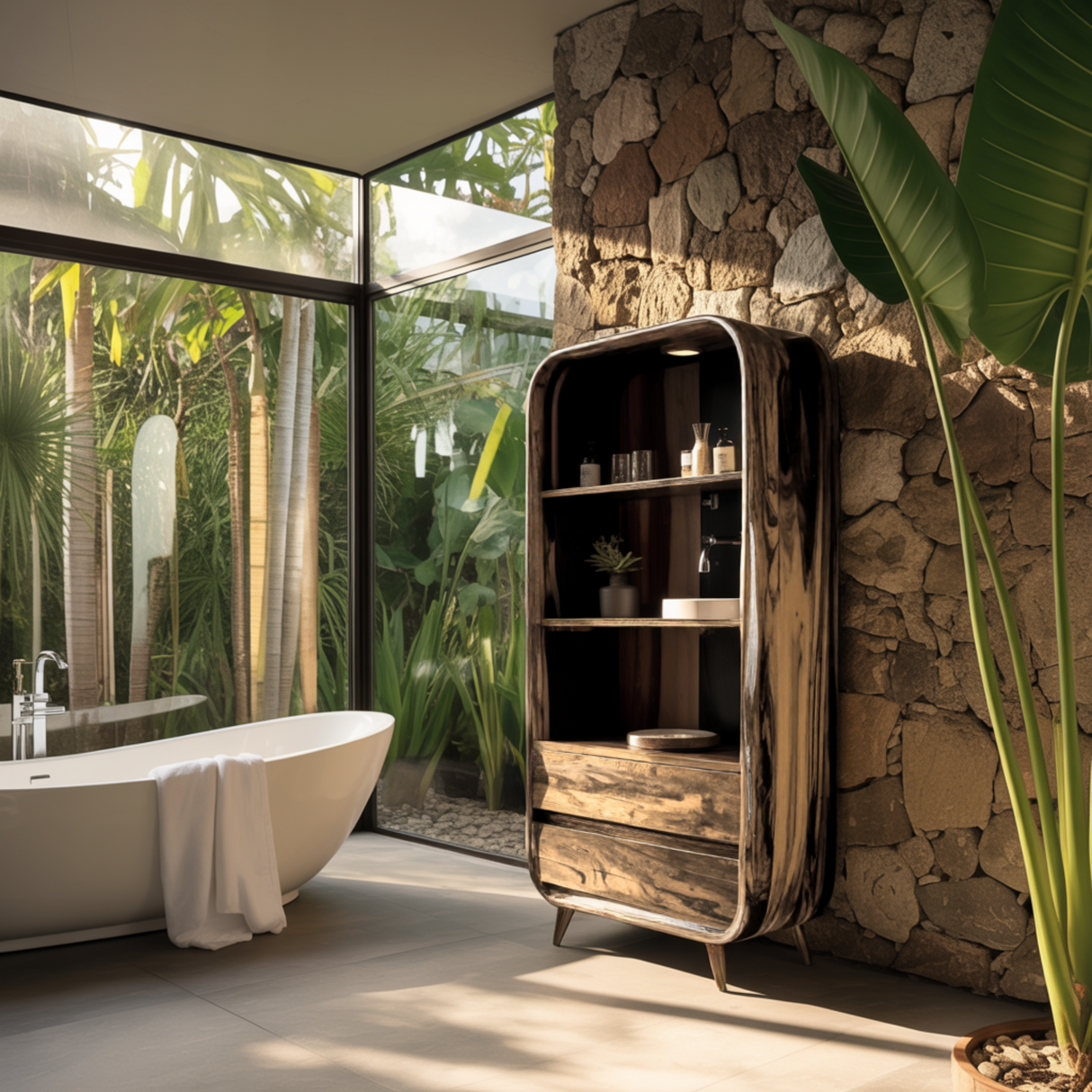 Flowarc Solid Wood Bathroom Cabinet