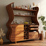 Flowcrest Sculpted Solid Wood Bar Cabinet - Timberustic Bar Cabinet