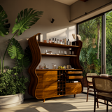 Flowcrest Sculpted Solid Wood Bar Cabinet - Timberustic Bar Cabinet