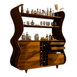 Flowcrest Sculpted Solid Wood Bar Cabinet Brown - Timberustic Bar Cabinet
