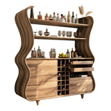 Flowcrest Sculpted Solid Wood Bar Cabinet Natural Oak - Timberustic Bar Cabinet