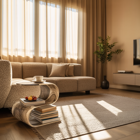 Flowcurve Handcrafted Solid Wood Side Table