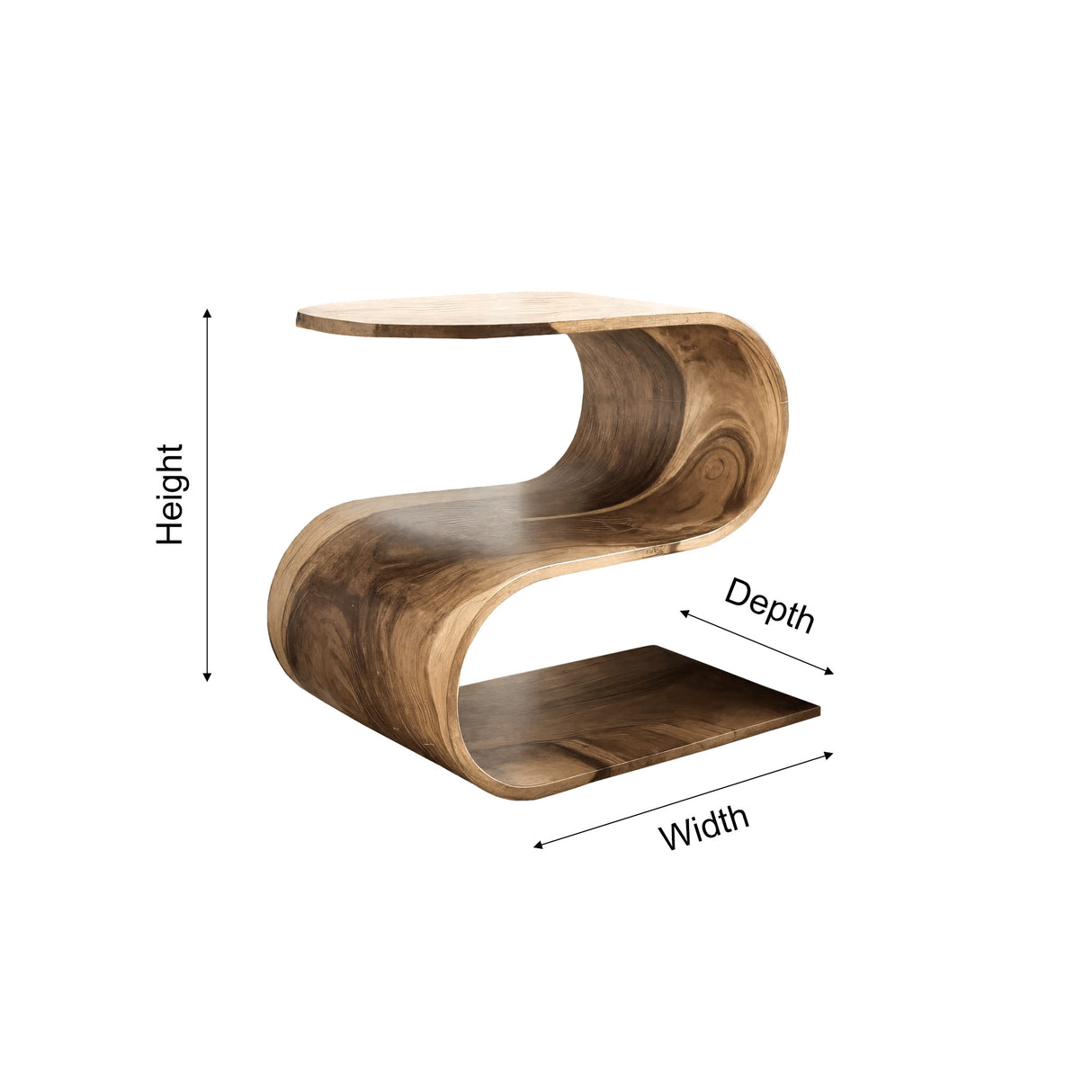 Flowcurve Handcrafted Solid Wood Side Table