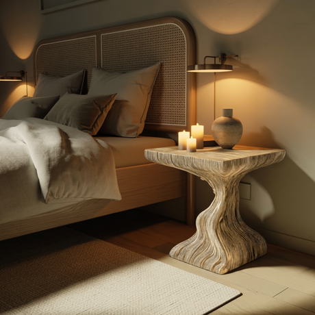 Flowing Solid Live Edge Wood Bedside Table