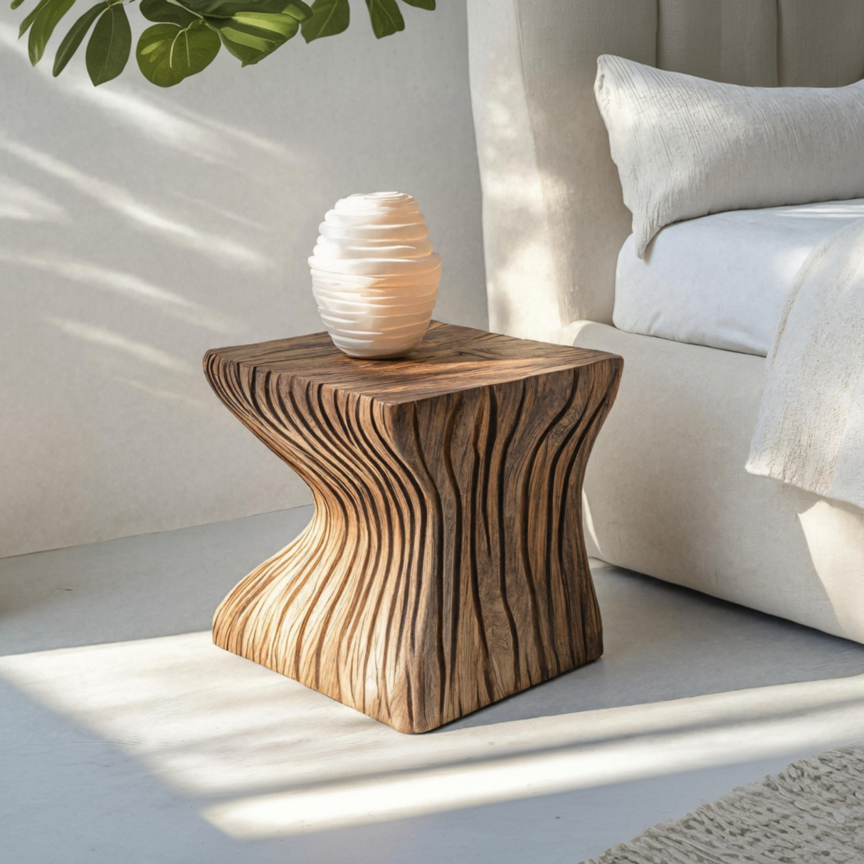 Flowing Solid Wood Bedside Table