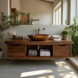 Flowline Solid Wood Floating Bathroom Vanity With Drawers