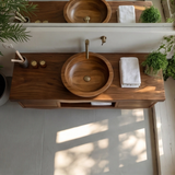 Flowline Solid Wood Floating Bathroom Vanity With Drawers - Timberustic Floating Bathroom Vanity With Drawers