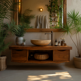 Flowline Solid Wood Floating Bathroom Vanity With Drawers