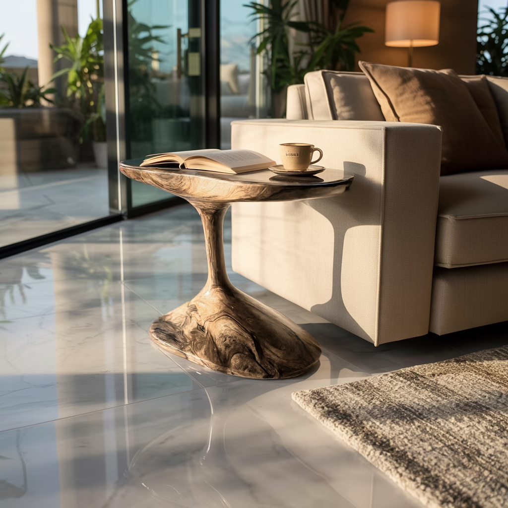 Flowpetal Handcrafted Solid Wood Side Table