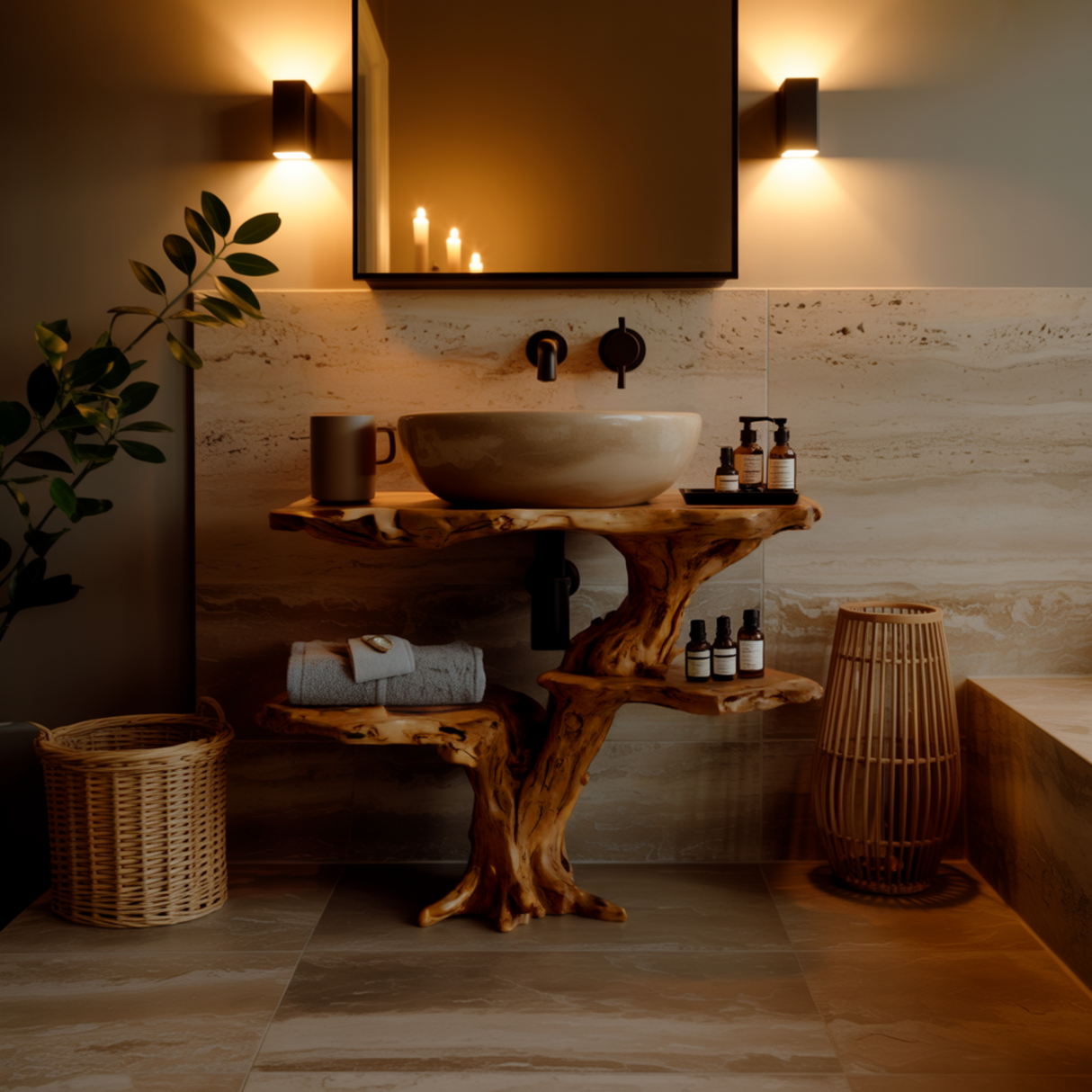 Flowroot Solid Wood Bathroom Vanity
