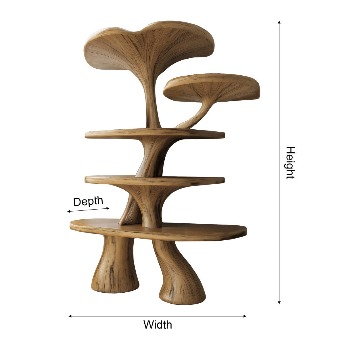 Fora Sculpted Natural Hardwood Mushroom Bookshelf