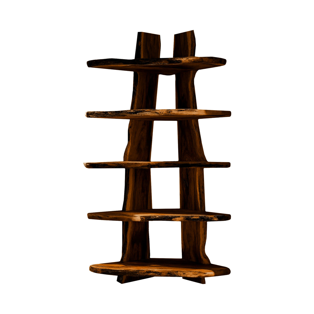 Forestline Live Edge Solid Wood Corner Bookshelf