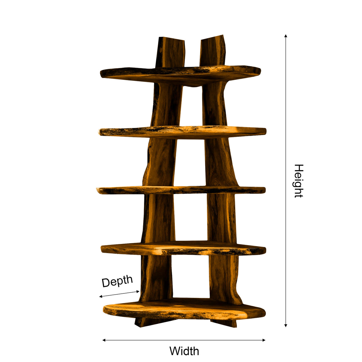 Forestline Live Edge Solid Wood Corner Bookshelf