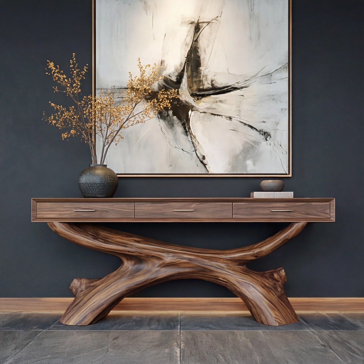 Dravonar Solid Wood Sculpted Console Table - Timberustic Console Table