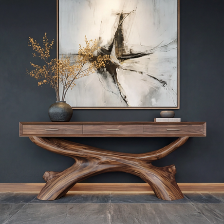 Dravonar Solid Wood Sculpted Console Table - Timberustic Console Table