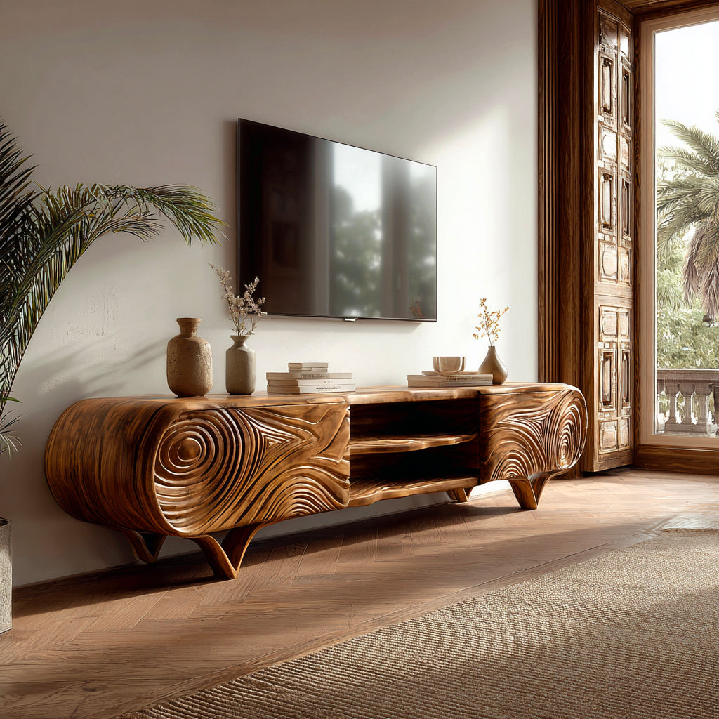 Graincrest Carved Wood Grain TV Cabinet