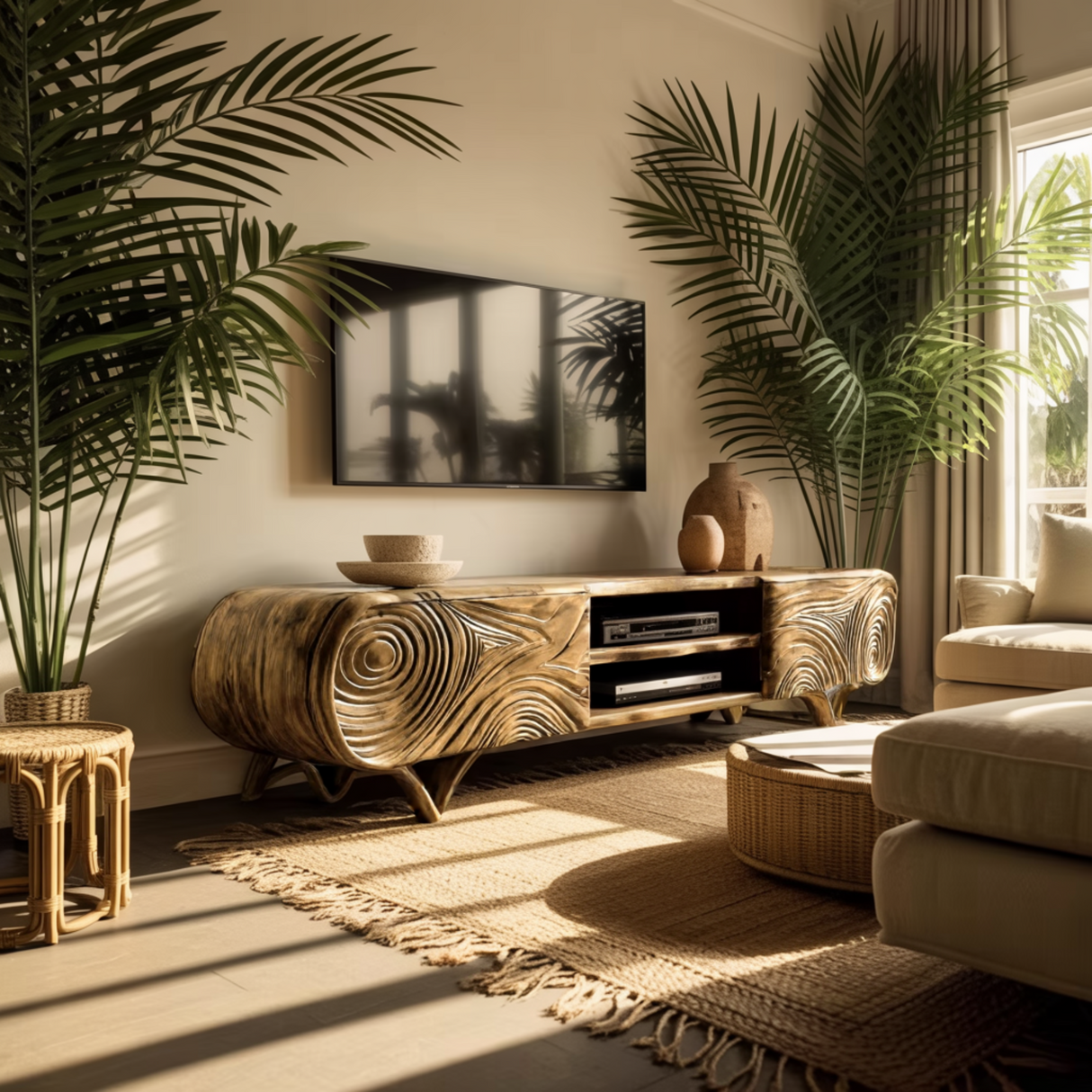 Graincrest Carved Wood Grain TV Cabinet