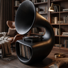 Gramora Sculpted Solid Wood Record Player Stand Black - Timberustic Record Player Stand With Storage