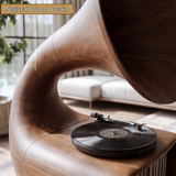 Gramora Sculpted Solid Wood Record Player Stand