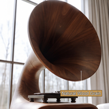 Gramora Sculpted Solid Wood Record Player Stand - Timberustic Record Player Stand With Storage