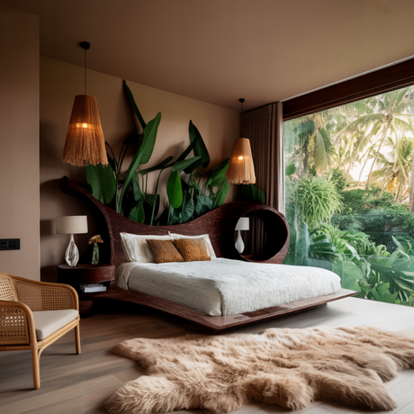 Harmona Organic Flow Solid Wood Headboard and Bed Frame