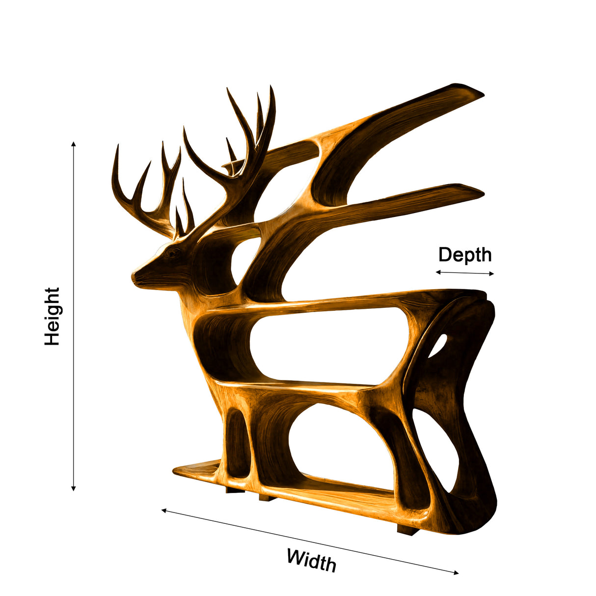 Hartwell Rise Handcrafted Solid Wood Deer Bookshelf
