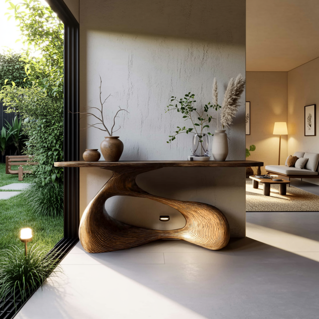 Heliora Loop Live Edge Solid Wood Console Table