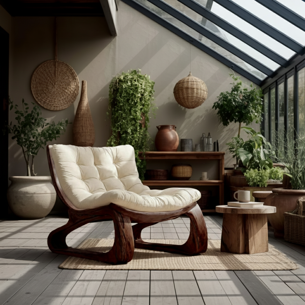 Heliora Loop Sculpted Solid Wood Lounge Chair - Timberustic Lounge Chair