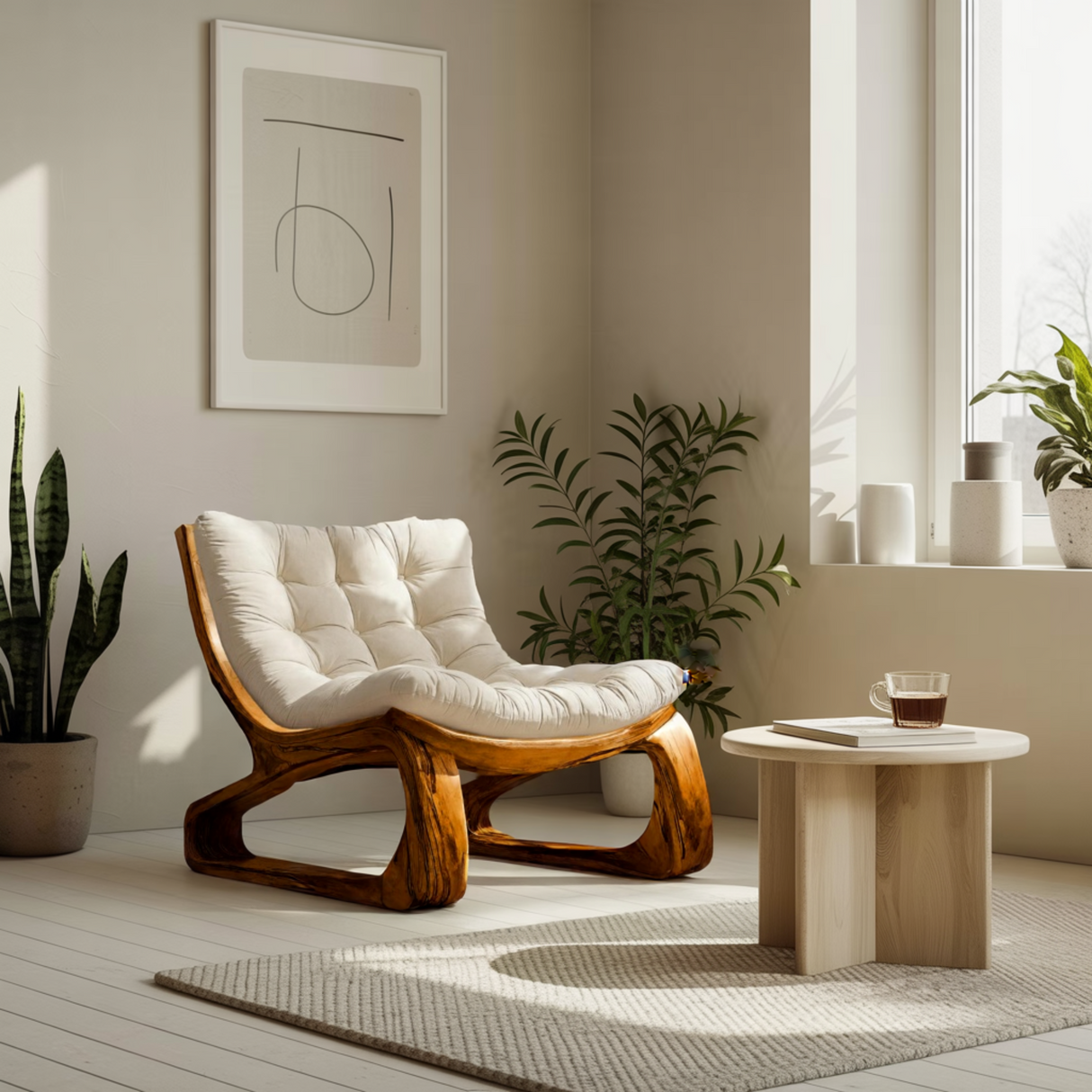 Heliora Loop Sculpted Solid Wood Lounge Chair - Timberustic Lounge Chair