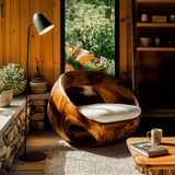 Heliora Ring Sculpted Solid Wood Lounge Chair - Timberustic Lounge Chair
