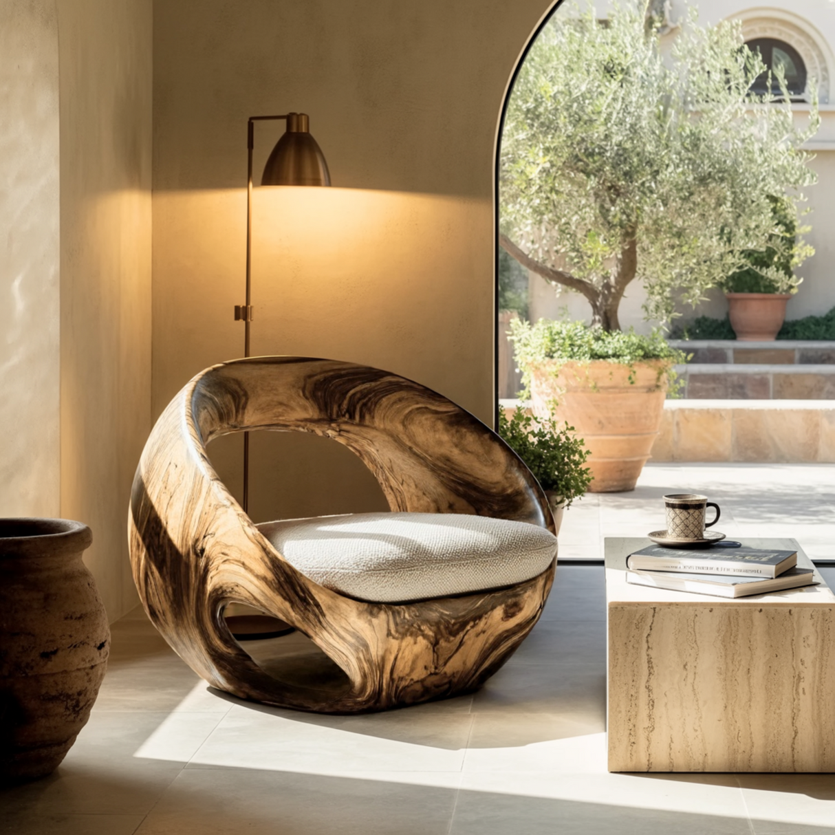 Heliora Ring Sculpted Solid Wood Lounge Chair - Timberustic Lounge Chair