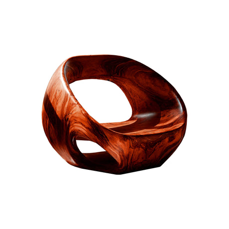 Heliora Ring Sculpted Solid Wood Lounge Chair Mahogany - Timberustic Lounge Chair