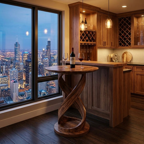 Heliora Twist Solid Wood Bar Table - Timberustic Bar Table