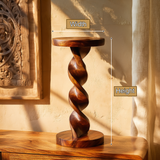 Heliora Twisted Solid Wood Pedestal Stand - Timberustic Pedestal Stand