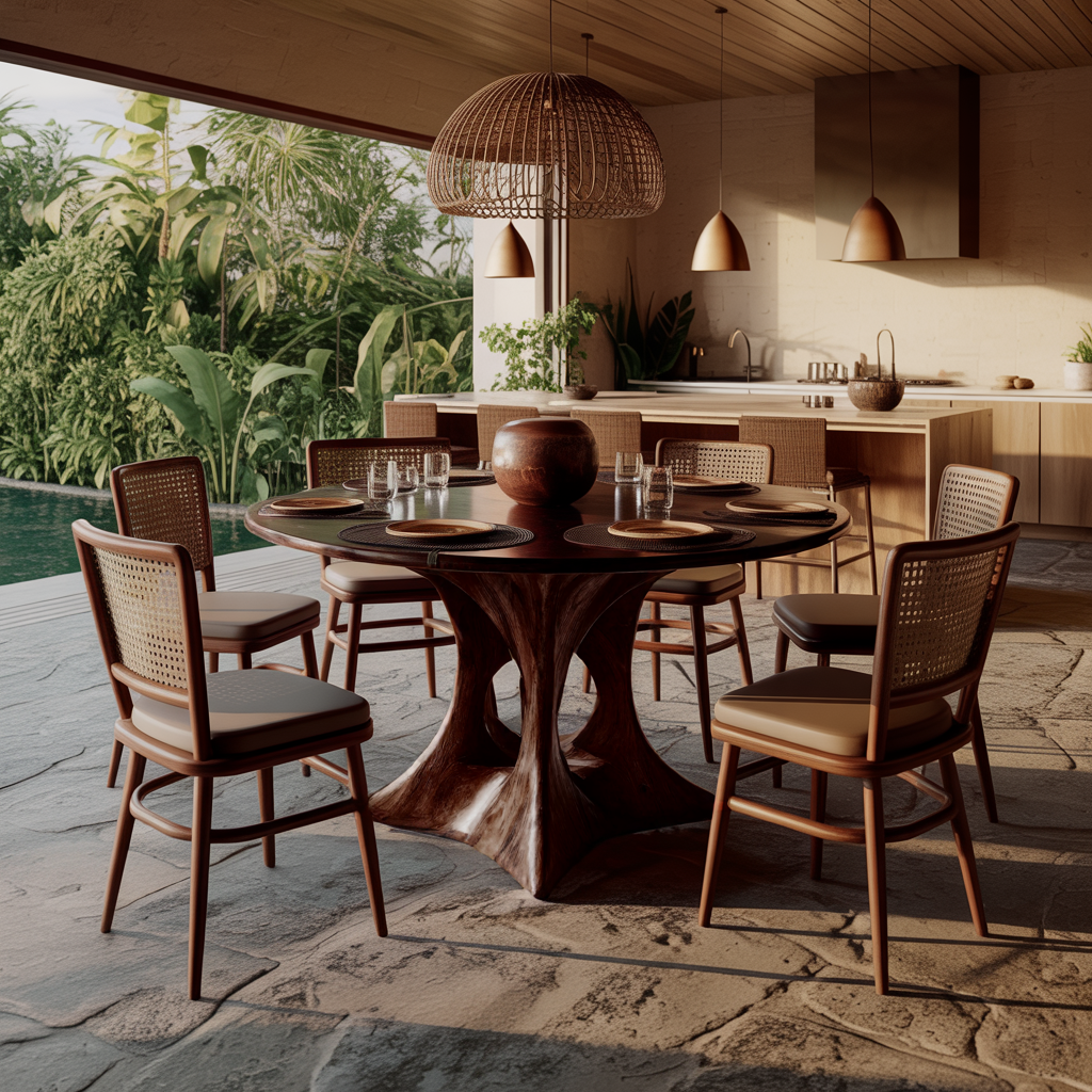 Hollowcrest Sculpted Solid Wood Round Dining Table