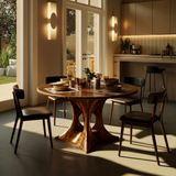 Hollowcrest Sculpted Solid Wood Round Dining Table